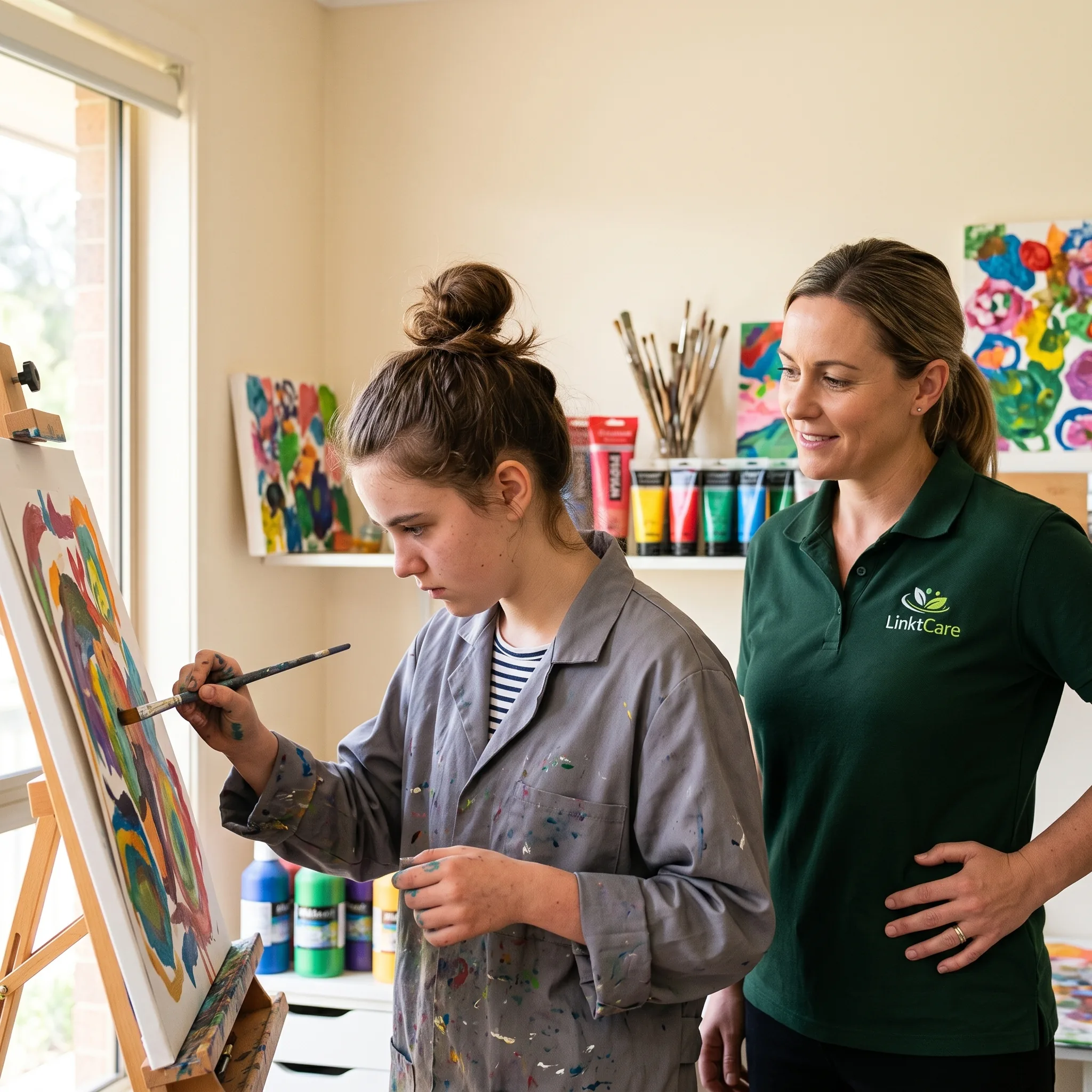 An art class supported by LinktCare